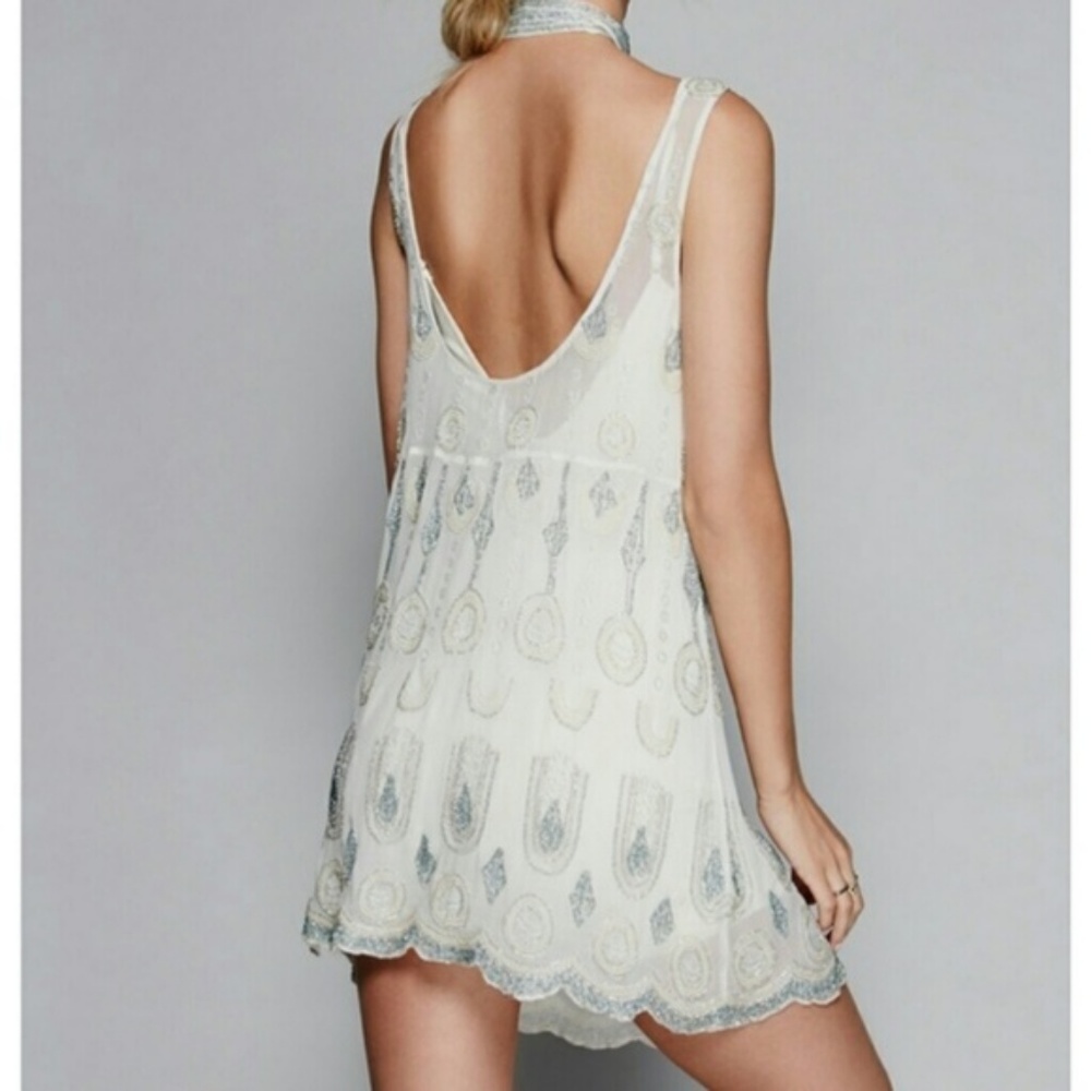 NWT FREE PEOPLE DREAMY BEADED MINI DRESS - Picture 3 of 5